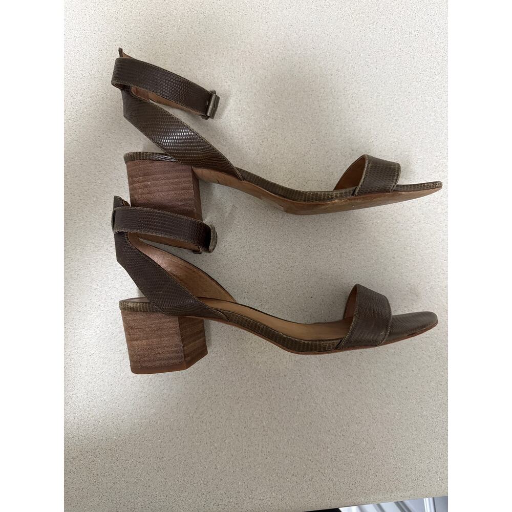 Madewell The Alice Safari Brown Leather Snakeskin Open Toe Sandal Heels Size 7.5 - Picture 6 of 8